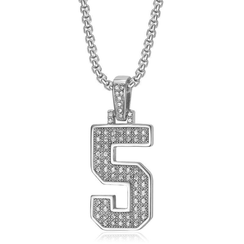 Planderful Everyday Genie Hiphop Stainless Steel Gold Plated Zircon 0to9 Digital Pendant Necklace For Men