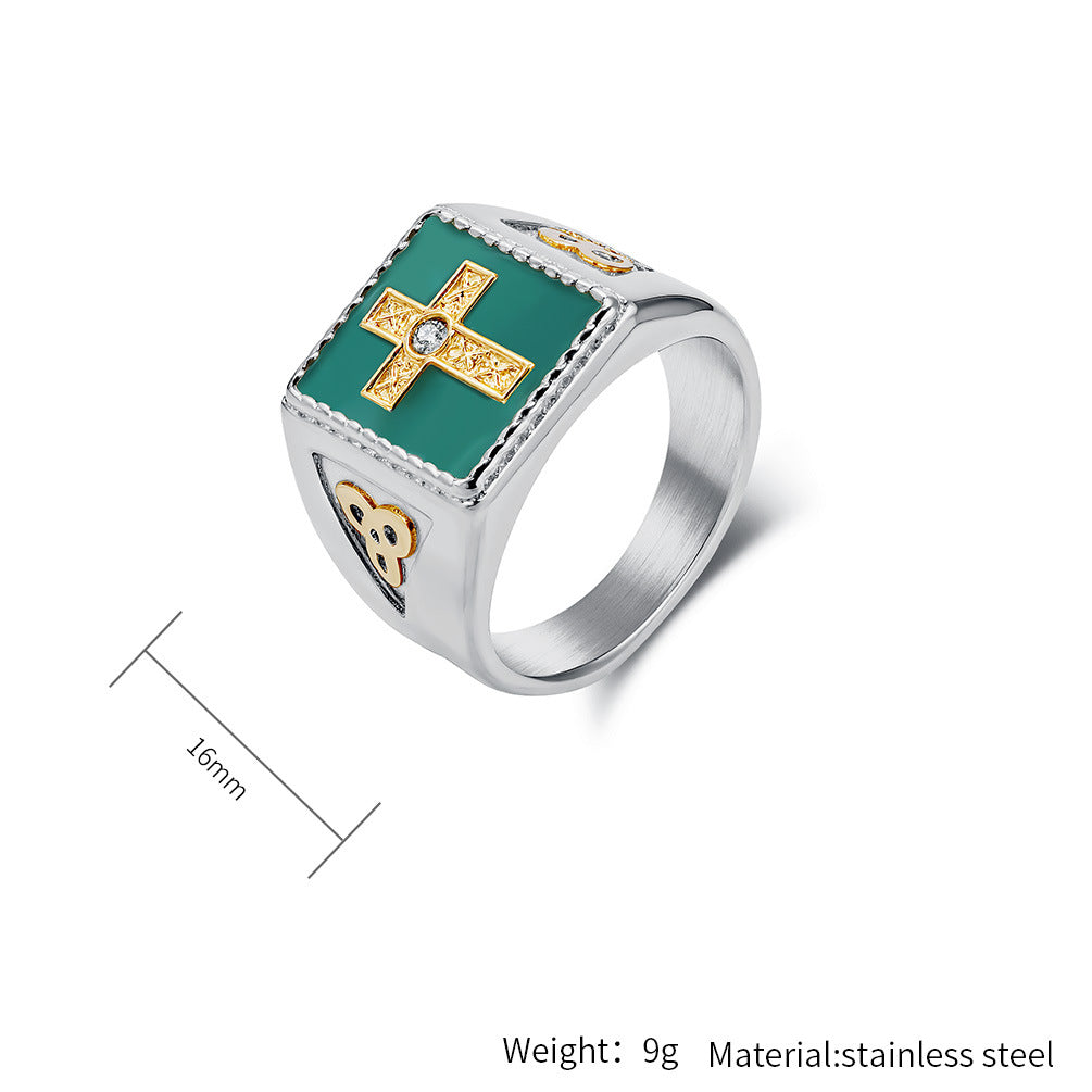 Steel Ring – Vintage Nordic Celtic Knot Cross Ring
