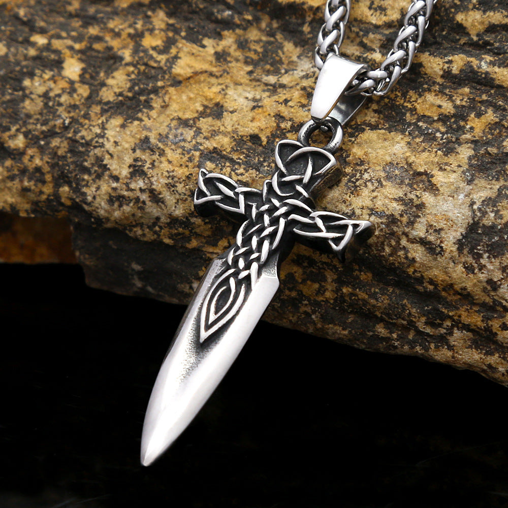 Viking Celtic Knot Sword Pendant Men's Titanium Steel Necklace