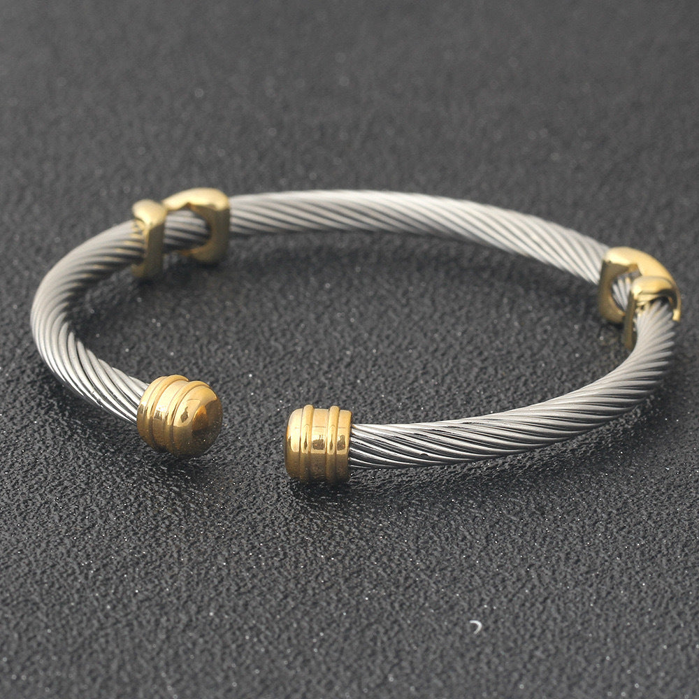 Planderful Collection Personalized Adjustable Twist Wire Versatile Stainless Steel Bracelet For Women