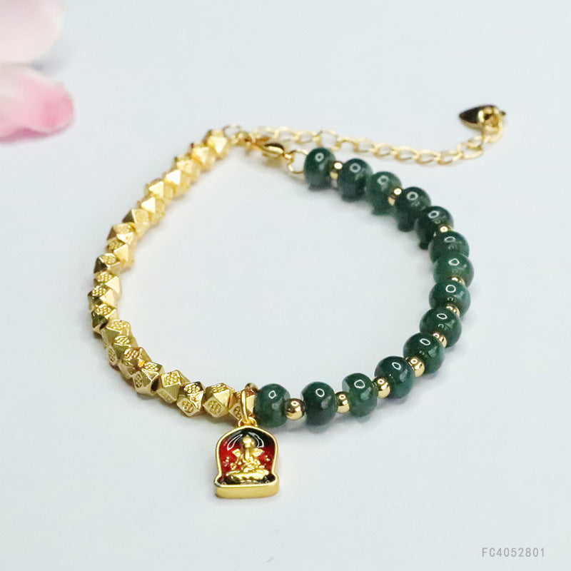 Blue Water Jadeite Abacus Bead Style 2 Bracelet