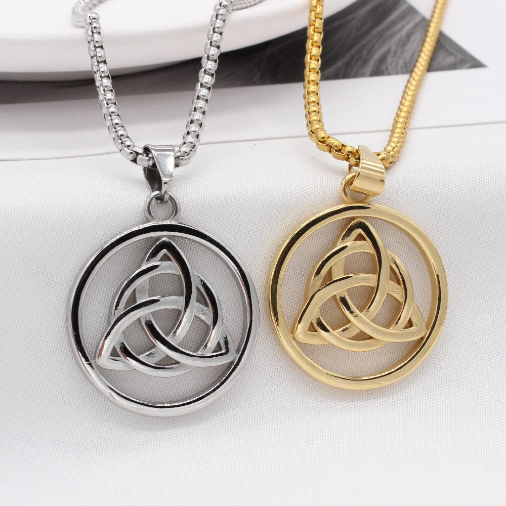 Planderful Titanium Steel Triangle Pendant Unisex Stylish Retro Viking Shield Jewelry For Men And Women