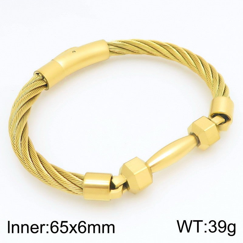 Sports Wind Barbell Cable Bracelet – Vacuum Electroplated Steel
