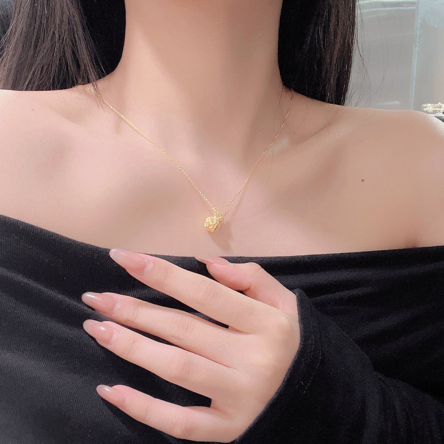 S925 Sterling Silver Hollow Filigree Gourd Necklace Women's Trendy Collarbone Chain