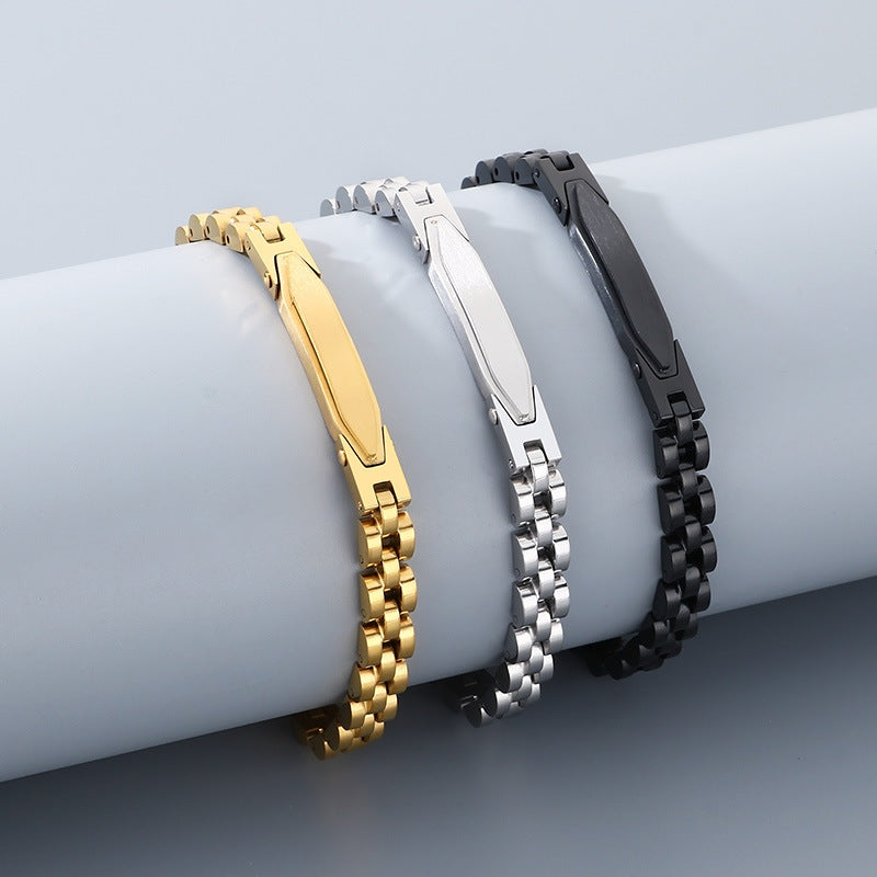 Couple Bracelet – Japan & South Korea 6mm Curved Bar Strap Chain Titanium Steel Unisex