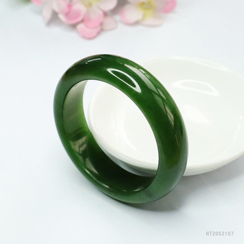 Spinach Green Hetian Jasper Bangle