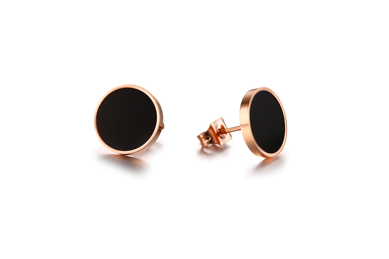10MM Titanium Steel Acrylic Stud Earrings Rose Gold Fashion