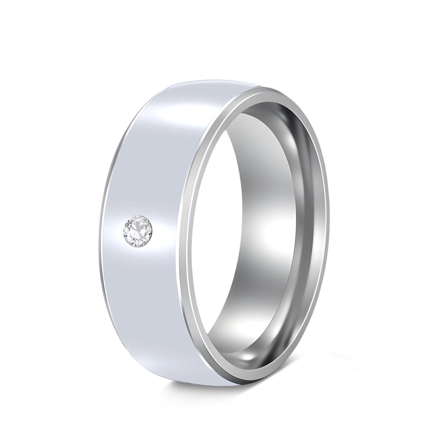 Planderful Everyday Genie Stainless Steel Zircon Ring For Men And Women 8mm Multicolor Does Not Fade