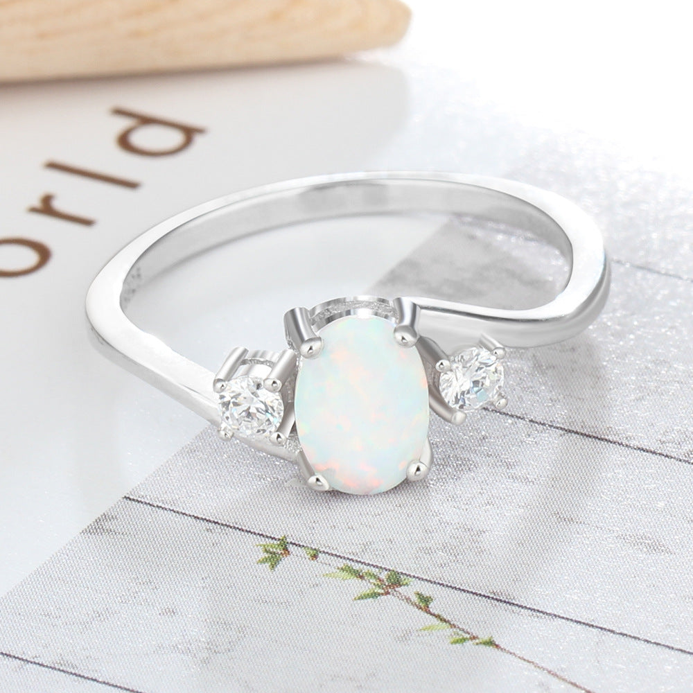 Planderful Jewelry Opal Ring Sterling Silver S925 Everyday Genie Collection Size 6 7 8