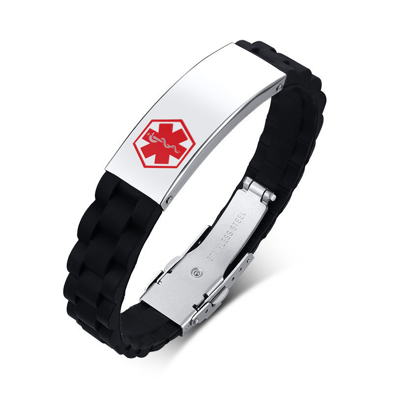 European and American Fashion Stainless Steel Silicone Bracelet for Men