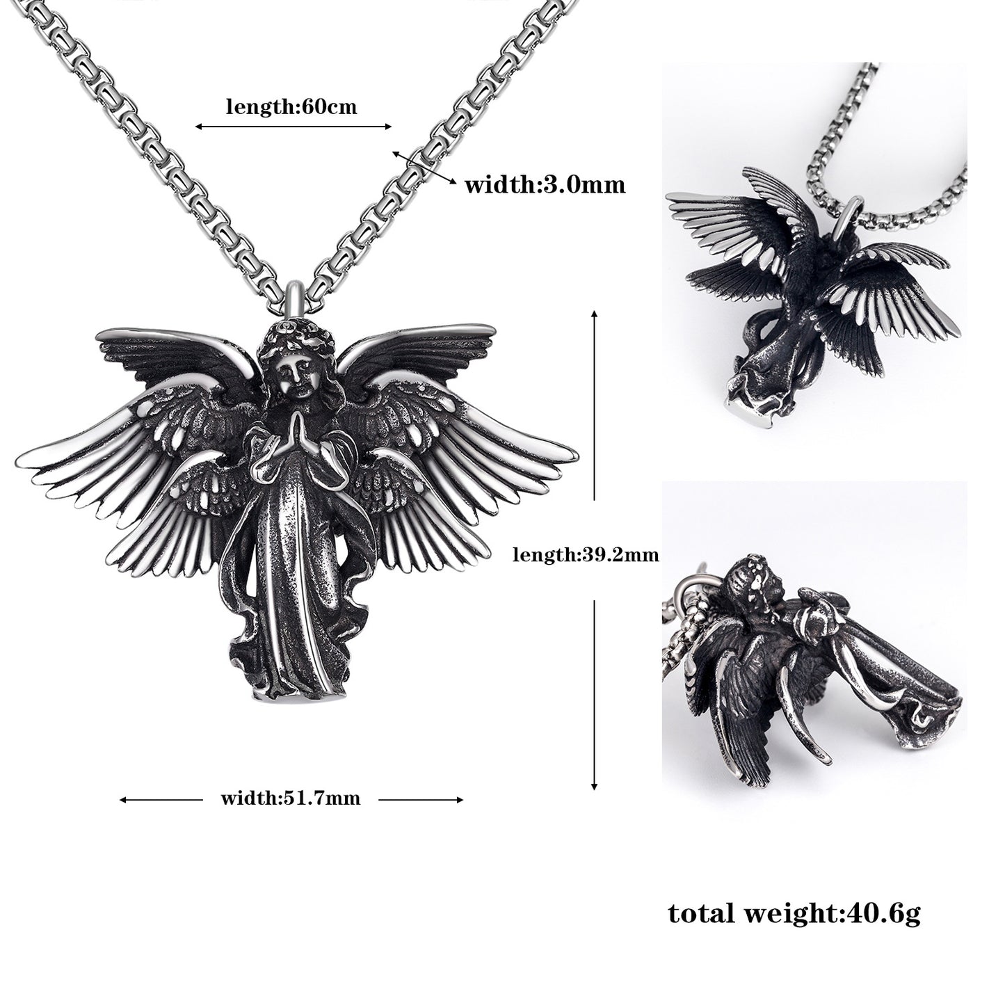 Steel Necklace - Elegant Angel Pendant Necklace