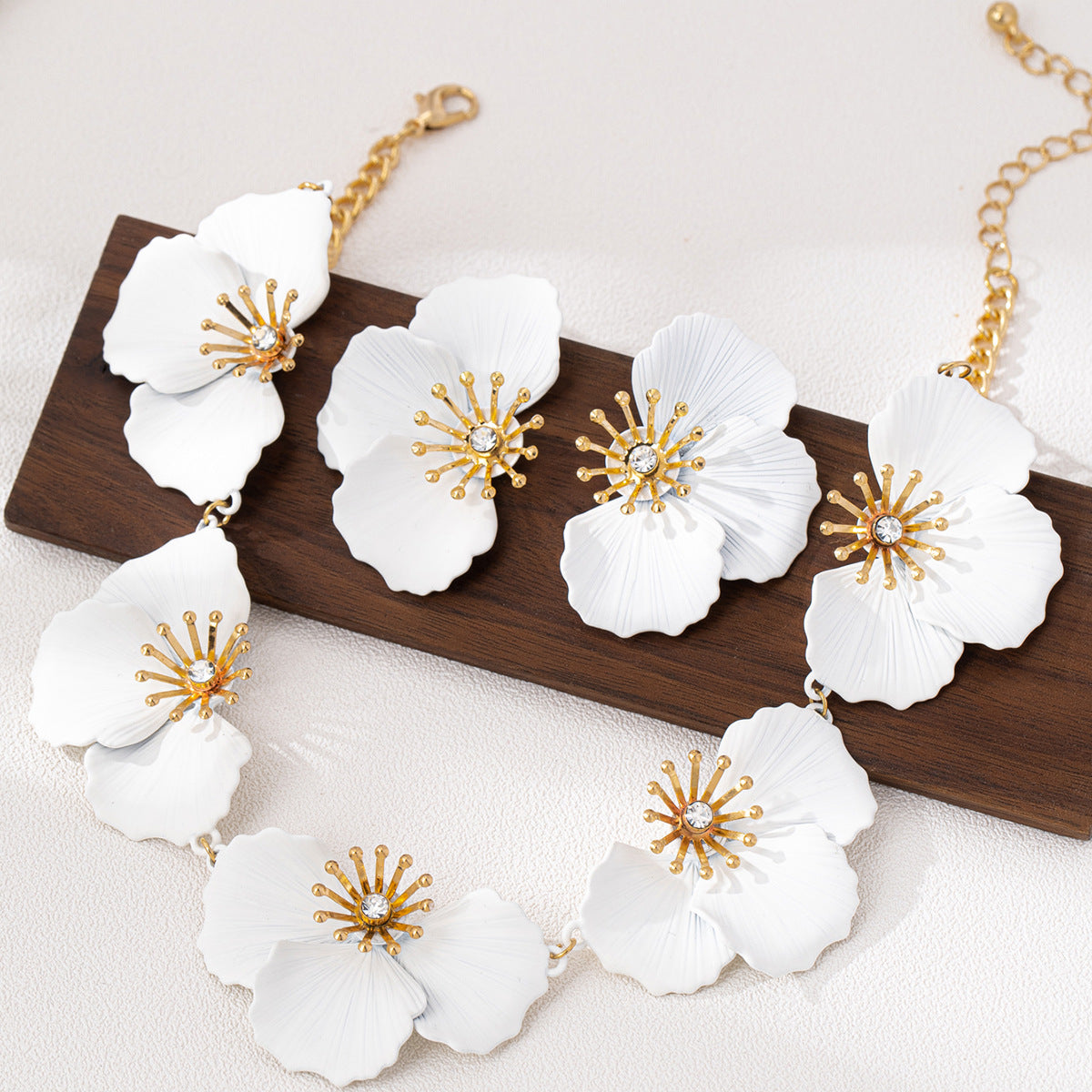 Elegant Zircon Flower Jewelry Set for Women by Planderful