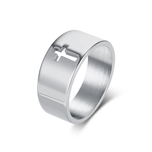 Planderful Titanium Cross Ring For Men And Women Premium Unisex Jewelry With Smooth Surface