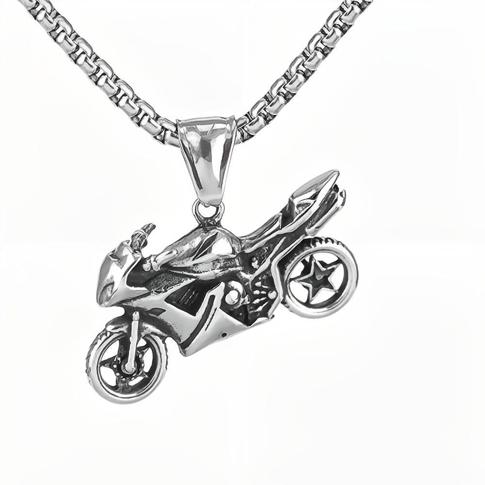 European And American Jewelry Wholesale Titanium Steel Men's Pendant Necklace Retro Hip-Hop Motorcycle Tag