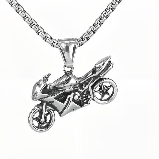 European And American Jewelry Wholesale Titanium Steel Men's Pendant Necklace Retro Hip-Hop Motorcycle Tag