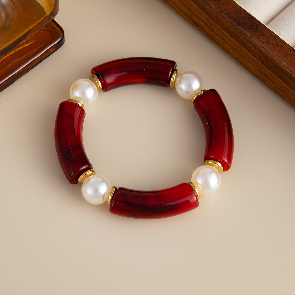 Planderful Amber Beaded Elastic Bracelet Vienna Verve Statement Jewelry For Women Fashion Lovers