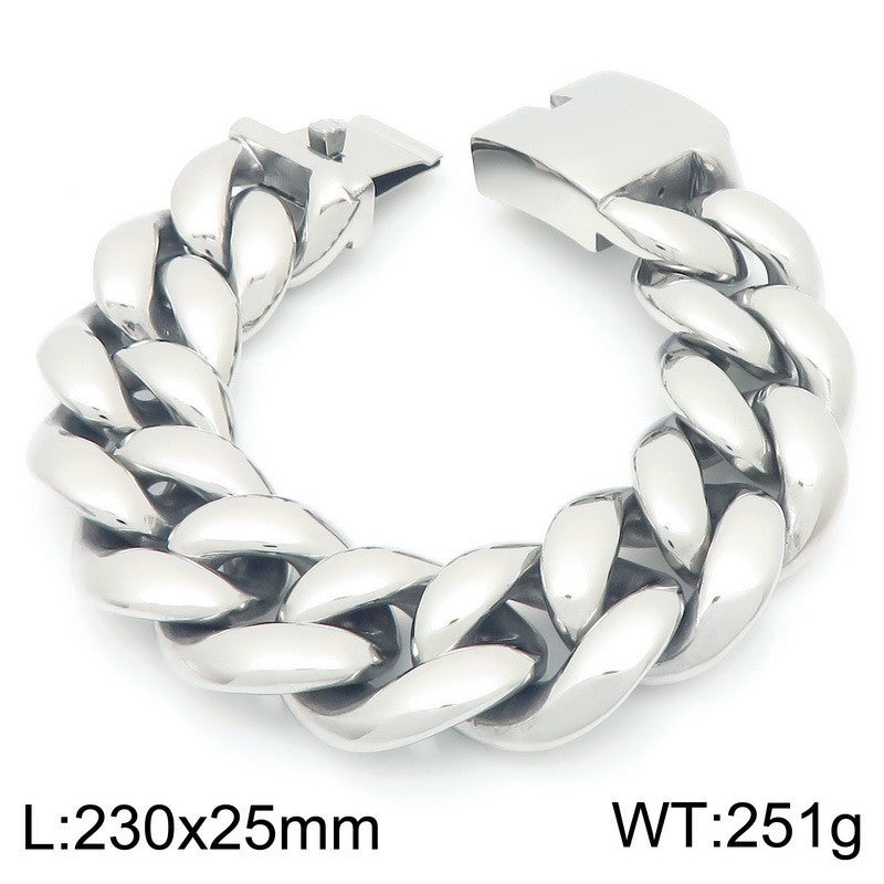 Wide – Hip-Hop Vacuum Plated 25/30mm Cuban Chain Titanium Steel Bracelet