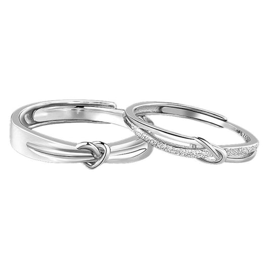925 Sterling Silver Love-Interwoven Couple Ring Set