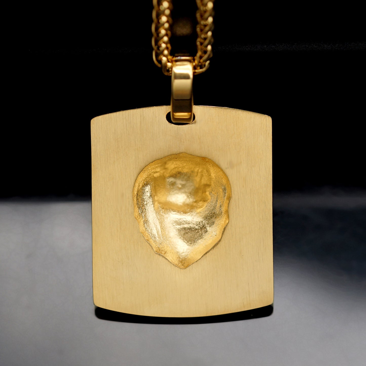 Planderful Lion Head Pendant Necklace Titanium Steel Gold Plated Zircon Unisex Hip Hop Jewelry