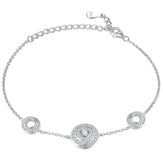 Circular Vortex Zircon Sterling Silver Bracelet