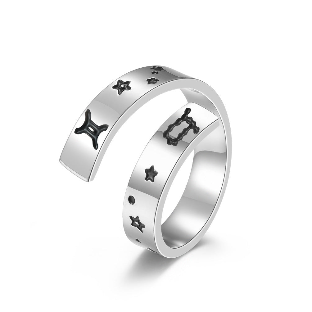 Neutral Cold Wind Twelve Constellations Adjustable Ring