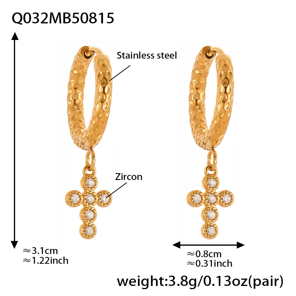 Planderful Zircon Cross Earrings Gold Plated Everyday Genie