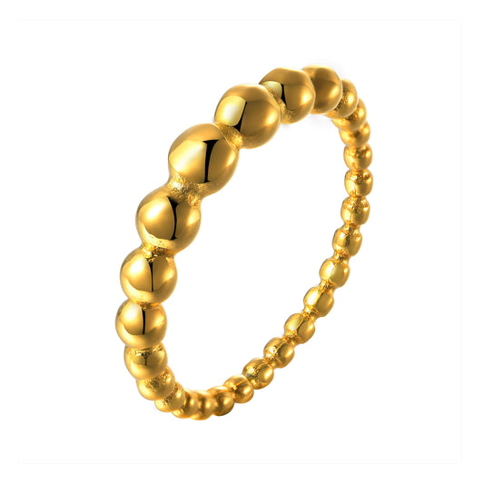 Rings Stainless Steel Round Beads Ring Gold Ladies Jewelry