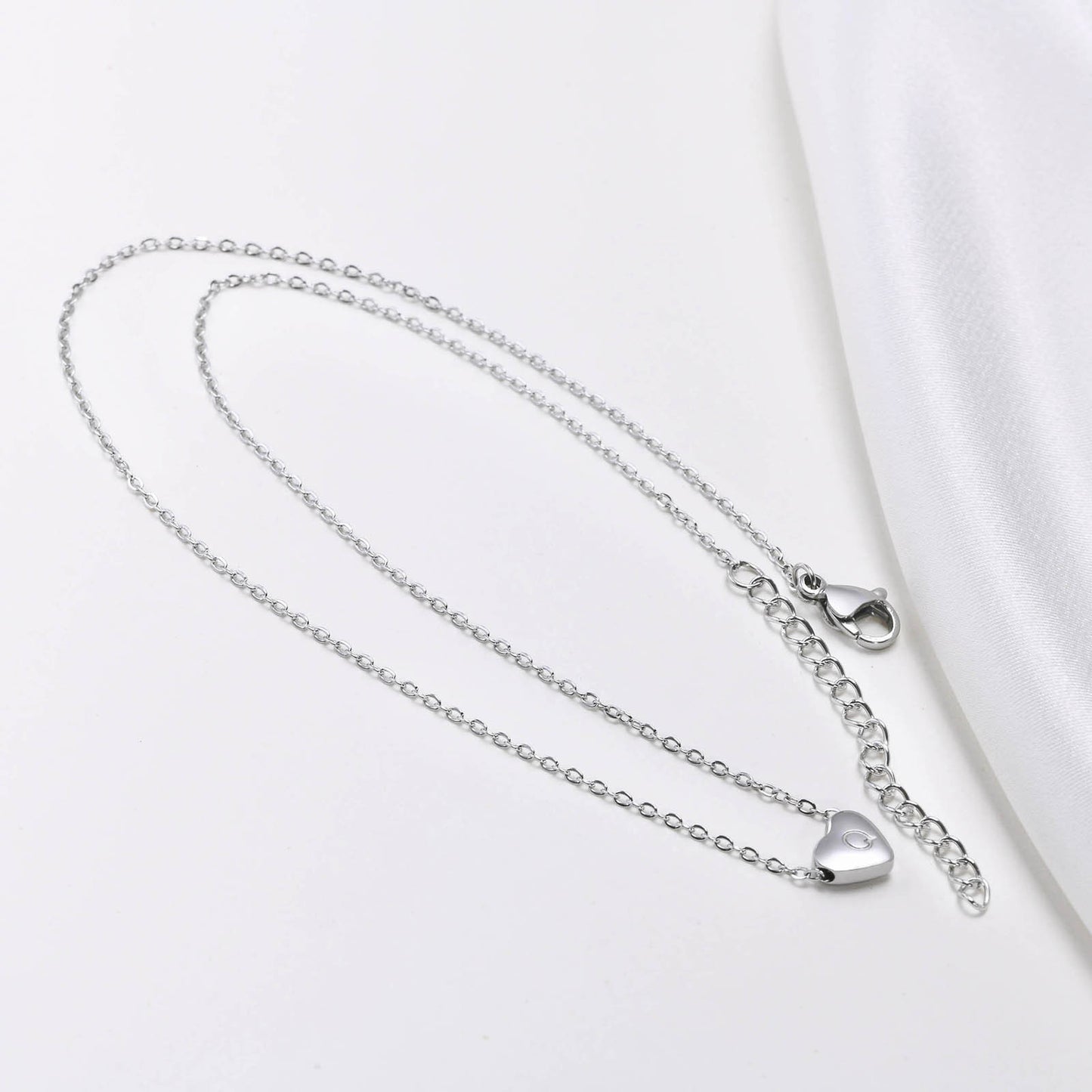 Stainless Steel Heart-Shaped Letter Necklace Love Charm 26 Letters