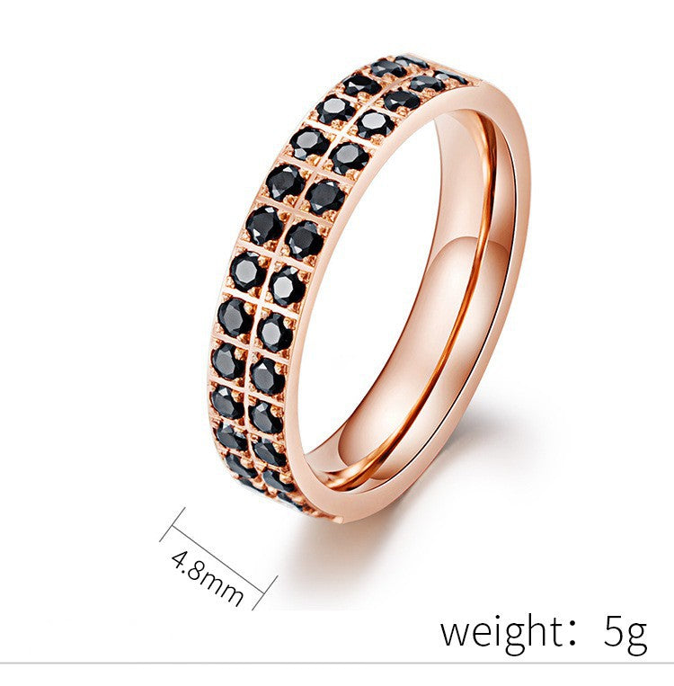Black Zircon Unisex Couple Ring – Pavé Zircon