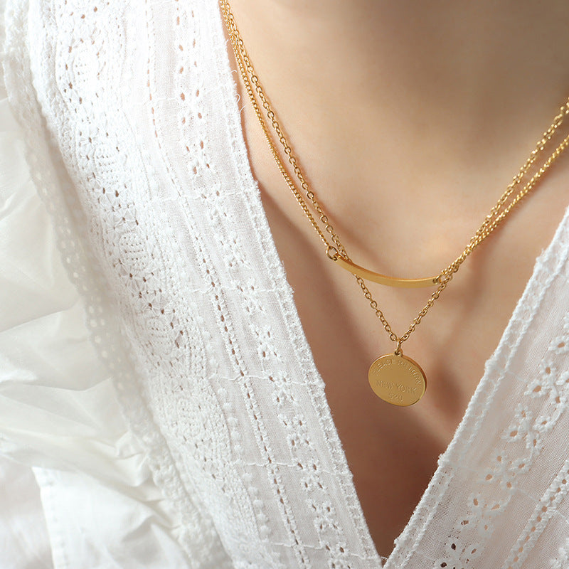 Chic Smiling Pendant Double Layer Necklace for Women