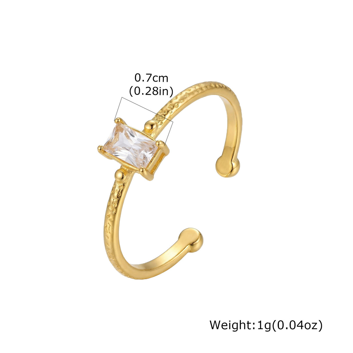 Cold Wind Stainless Steel Horse Eye Square Zircon Open Ring