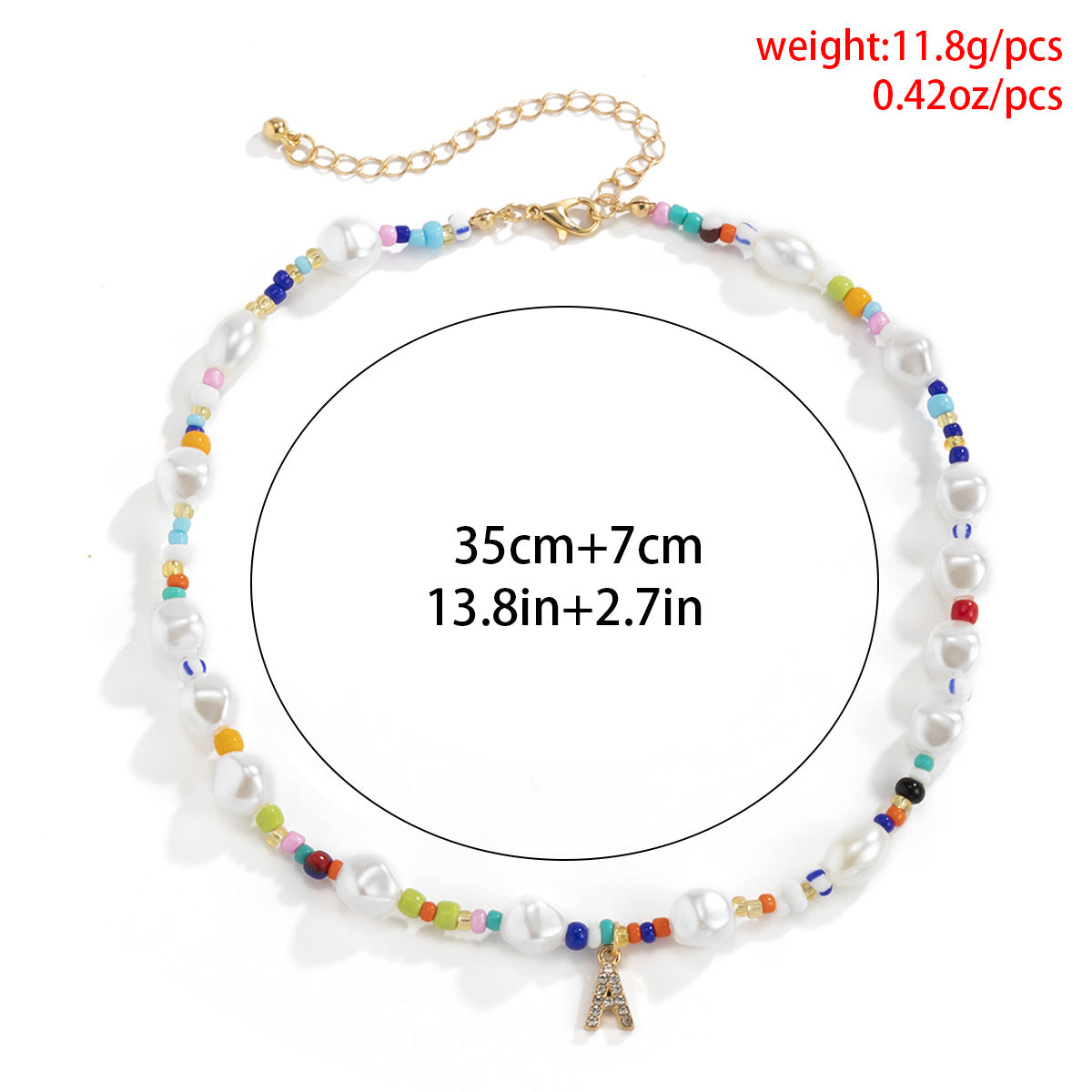 Planderful Collection Vienna Verve Imitation Pearl Beaded Necklace With Letter Pendant For Women Beach Chic