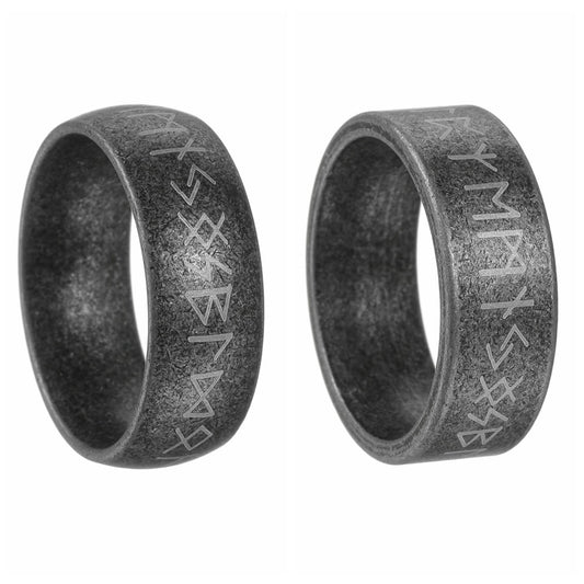 Viking Rune Ring By Planderful Titanium Steel Nordic Old Silver Design Unisex Protection Symbol Retro Jewelry