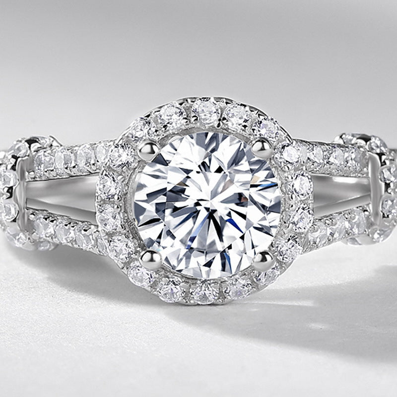 Planderful Classic Moissanite Sterling Silver Ring – 6.5 × 6.5 mm, 1 ct – Style 13