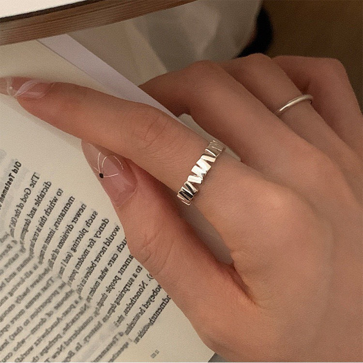 S925 Sterling Silver Irregular Open Ring — Adjustable