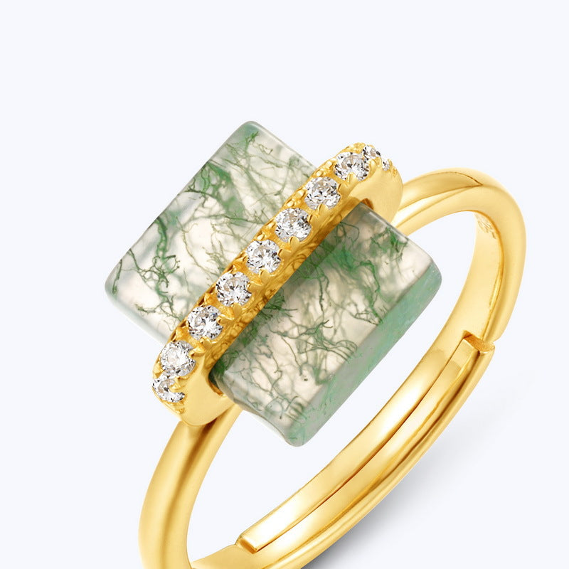 Planderful Everyday Genie Sterling Silver Earrings – Cross-border New Trend Green Moss Stud Jewelry for Women