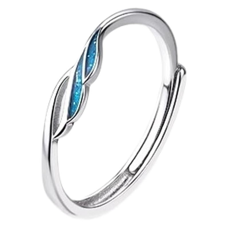 925 Sterling Silver Blue Ring Female Light Luxury Open Ring