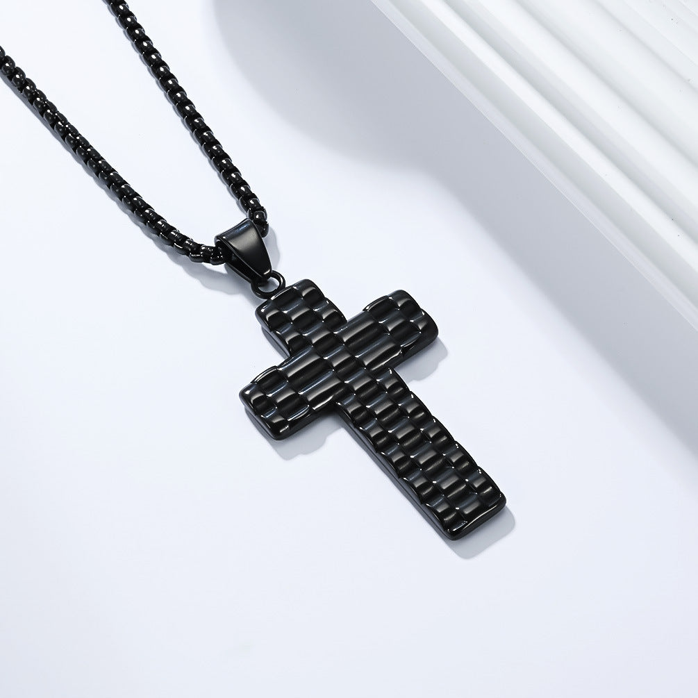 Cross Necklace for Men by Planderful Everyday Genie Steel Pendant Versatile Light Luxury Jewelry for Him