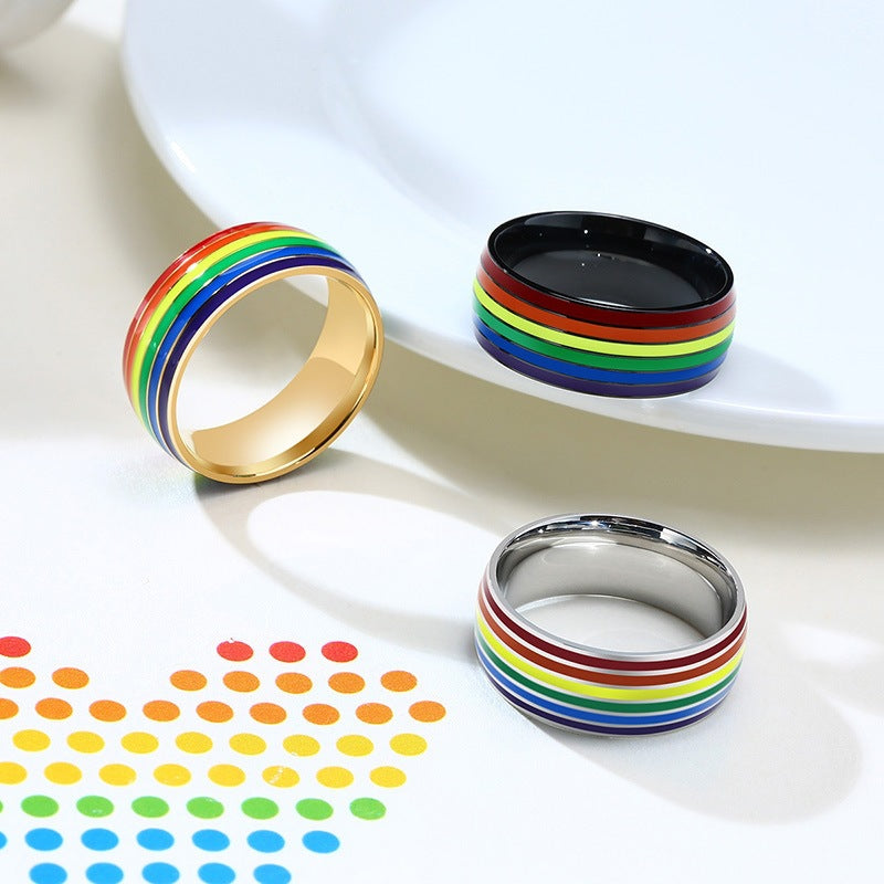 Colored Flag Stainless Steel Ring – – Titanium Steel