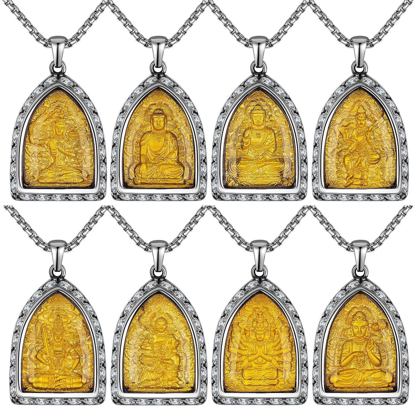 Zircon Necklace – Elegant Chinese Ethnic Buddha Zodiac Pendant For Women Everyday Genie Collection