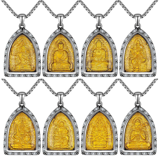 Zircon Necklace – Elegant Chinese Ethnic Buddha Zodiac Pendant For Women Everyday Genie Collection