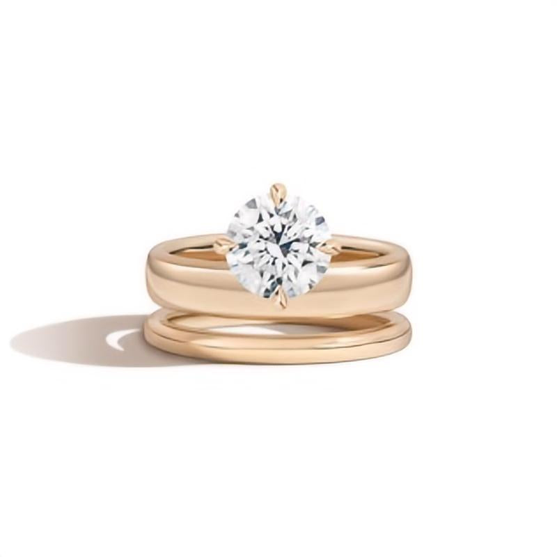 Super Flash-Plated 18k Gold Ring with 2.0-Carat Moissanite