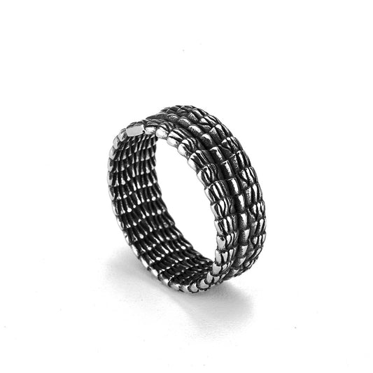 European And American Jewelry Wholesale Men's Titanium Steel Ring Retro Dragon Scale Ring No Rust No Allergy
