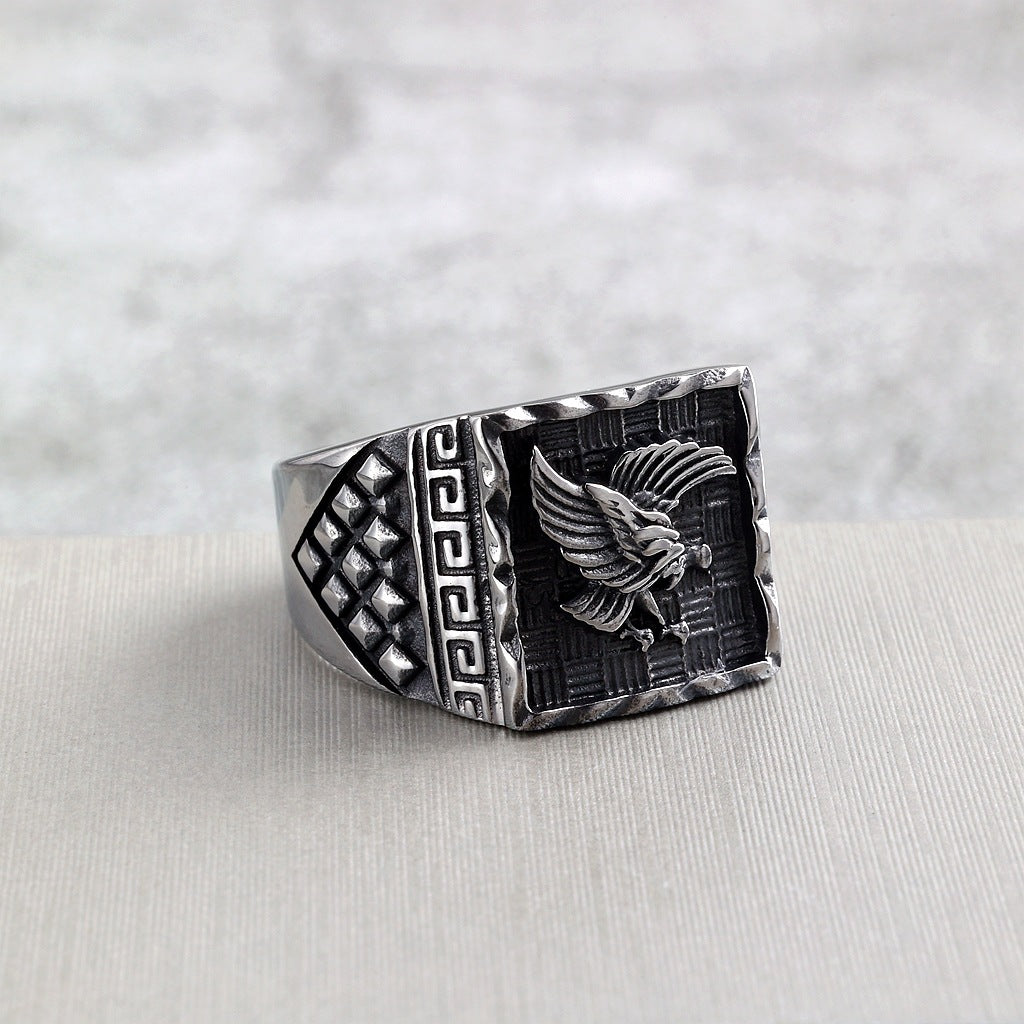 Vintage Eagle Stainless Steel Men's Ring