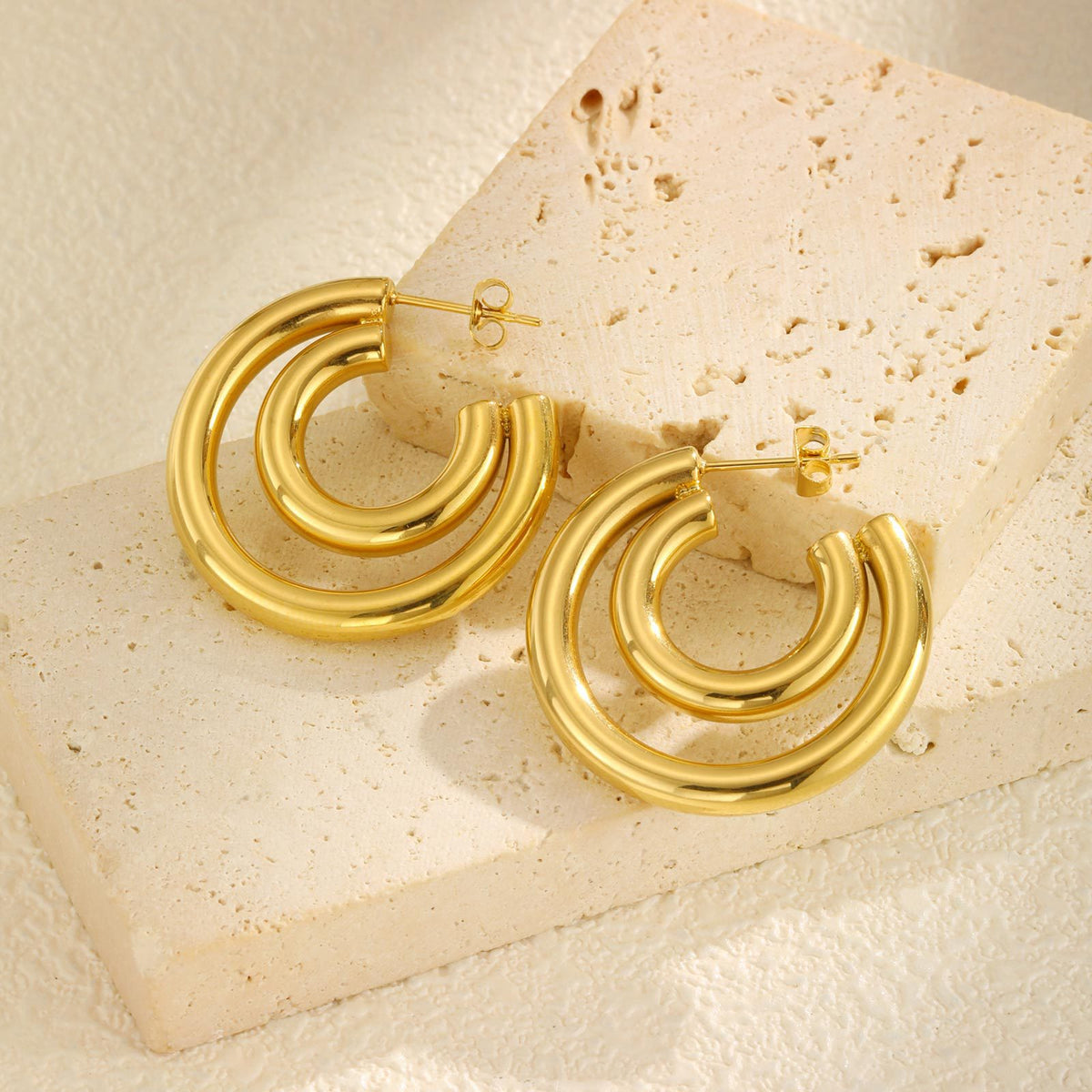 Modern Gold-Tone Stainless Steel Earrings