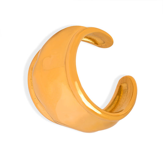 Sophisticated Titanium Steel Gold-Plated Open Ring - Planderful Everyday Genie Collection