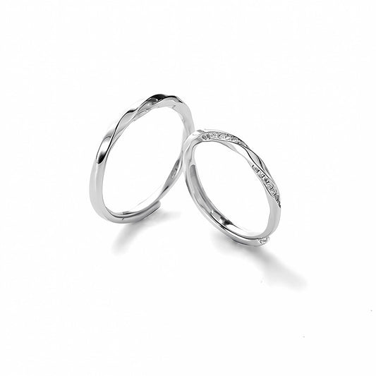 Sterling Silver Möbius Couple Ring — Adjustable