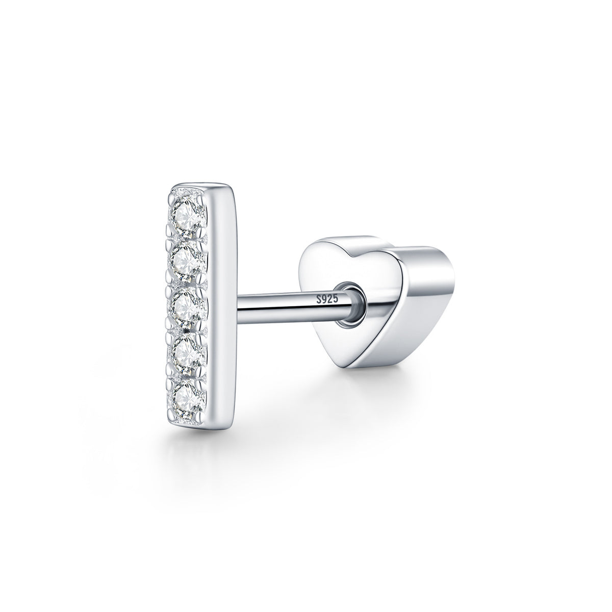 925 Sterling Silver Minimalist Moissanite Threaded Stud