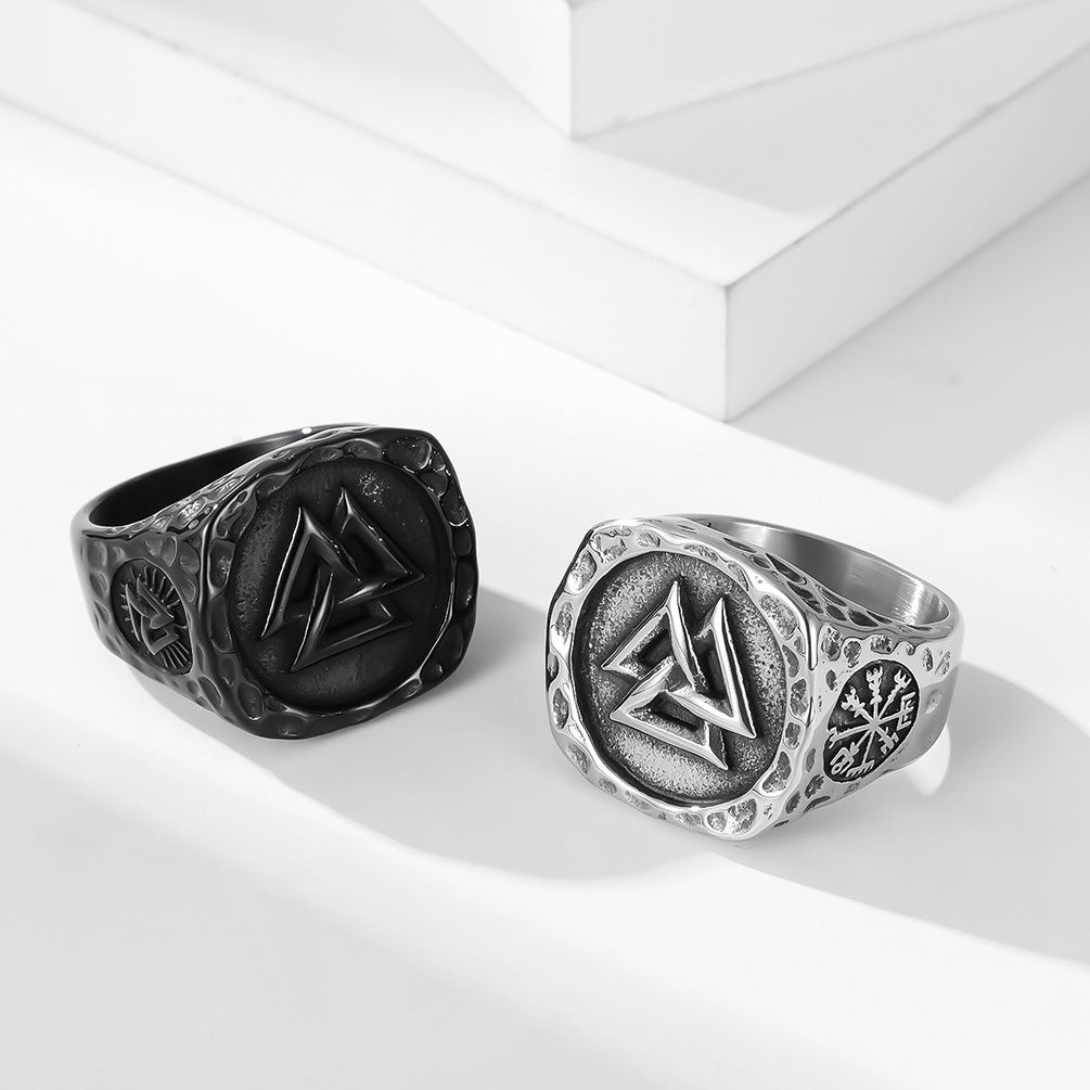 Planderful Viking Odin Triangle Ring For Men Stainless Steel Symbol Jewelry With Bold Nordic Heritage