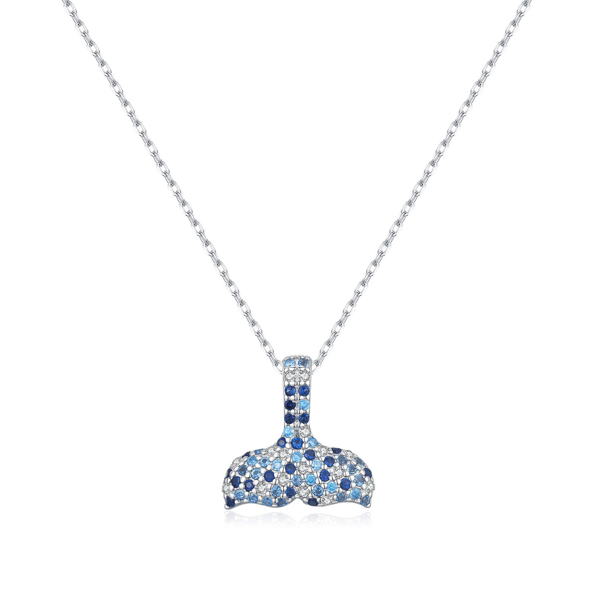 925 Sterling Silver Mermaid Tail Zircon Necklace